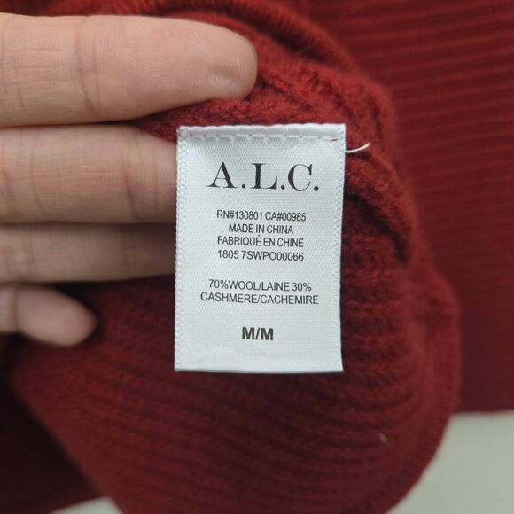 A.L.C Charly Wool & Cashmere One-shoulder Sweater In Red Size M Christmas Party - Picture 8 of 9